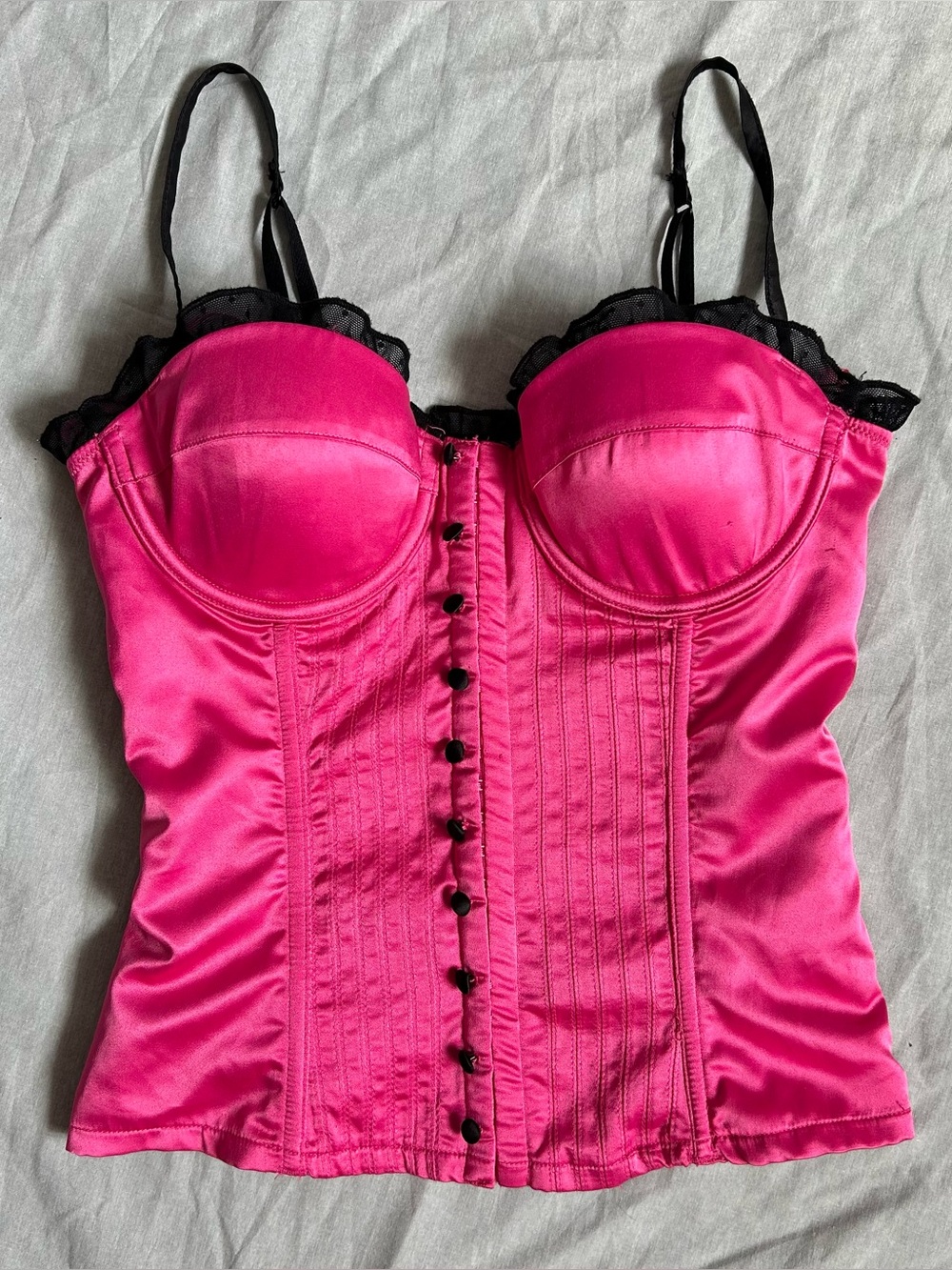 y2k hot pink satin corset top